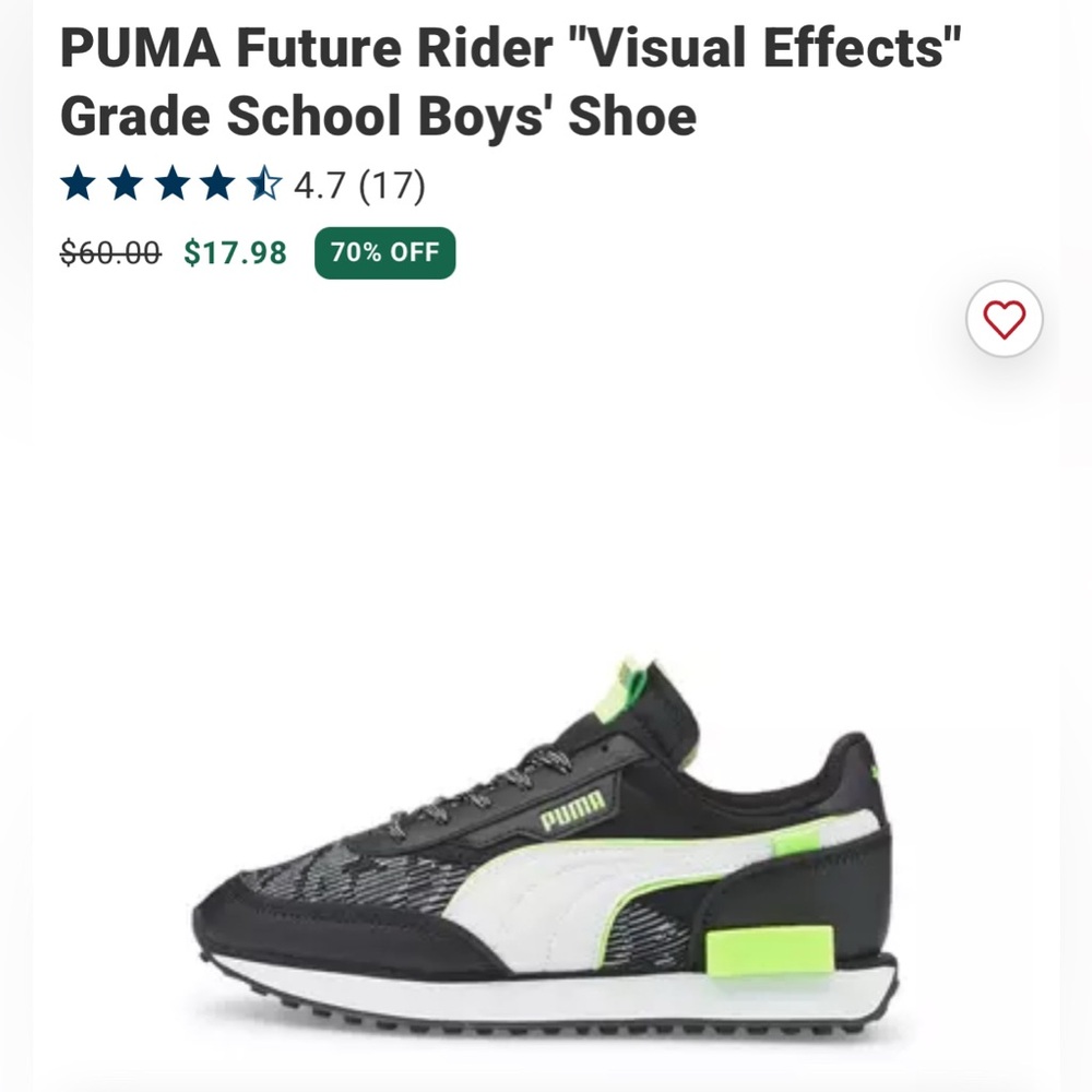 Puma Black and Green Sneakers with Retro Design
